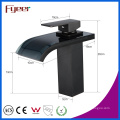 Fyeer New Black Glass Waterfal Badezimmer Messing Becken Wasserhahn